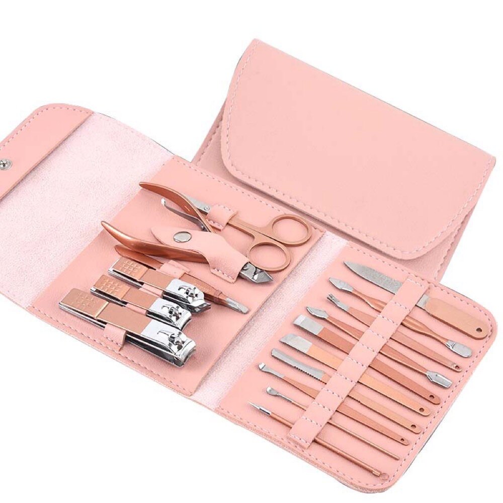 Rose Gold Nail Art Tool Set 16-piece Nail Clippers Nail Clipper Set Beauty Set Decoration Tools - Emete Store