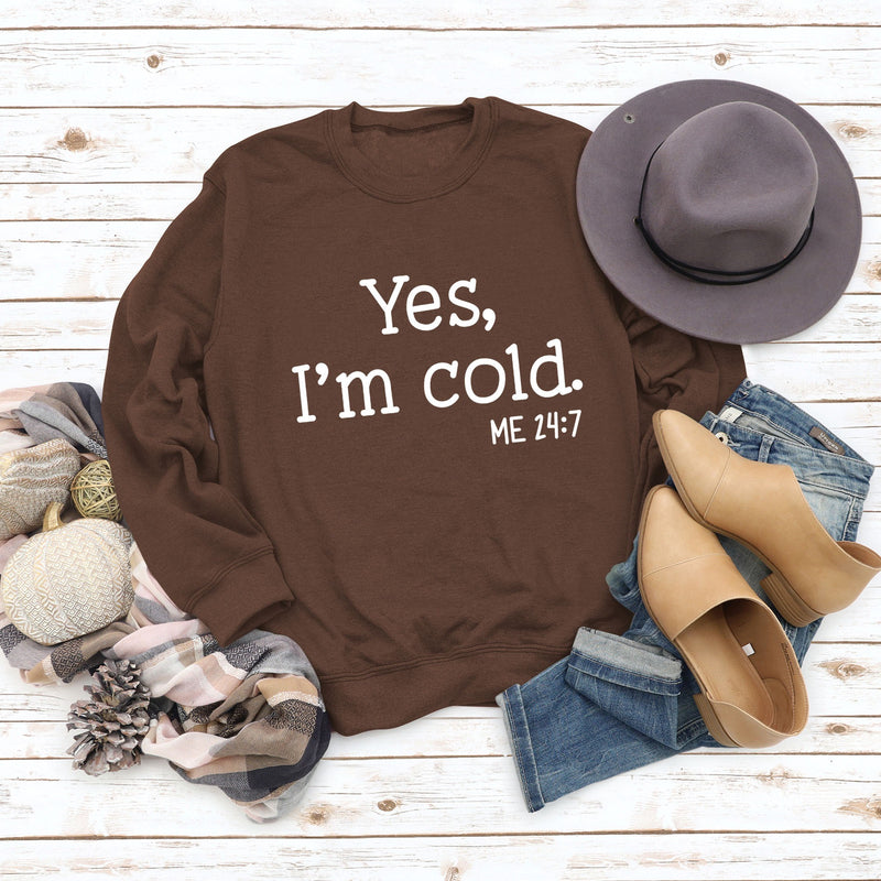 Yes i'm Cold Printed Casual Loose Sweater eprolo