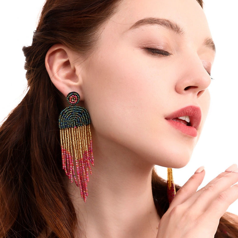 Rice Beads Tassels Earrings - Emete Store