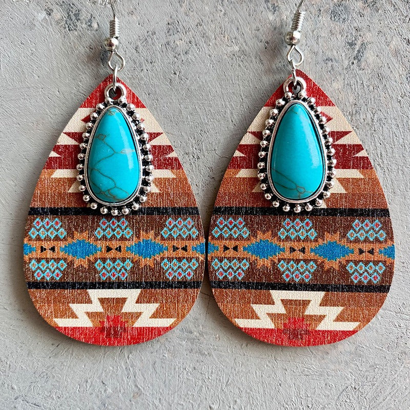 Turquoise Pendant Retro Ethnic Fashion Earrings eprolo