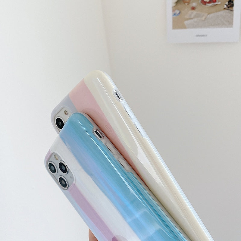 Gradient Rainbow Laser Phone Case For iPhone 12 Pro eprolo