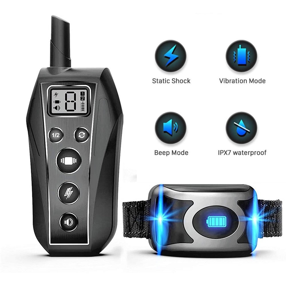 Pet Dog Training Collar IPX7 Waterproof Rechargeable Remote Beep Vibration Shock - Emete Store