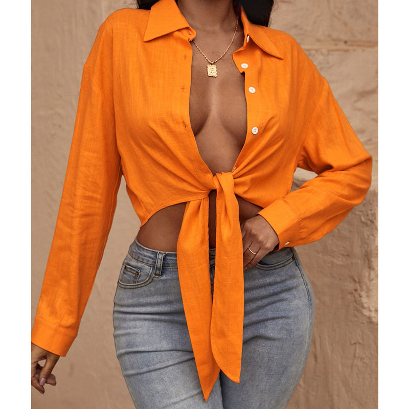 Trend Breasted Short Long Sleeve Top eprolo