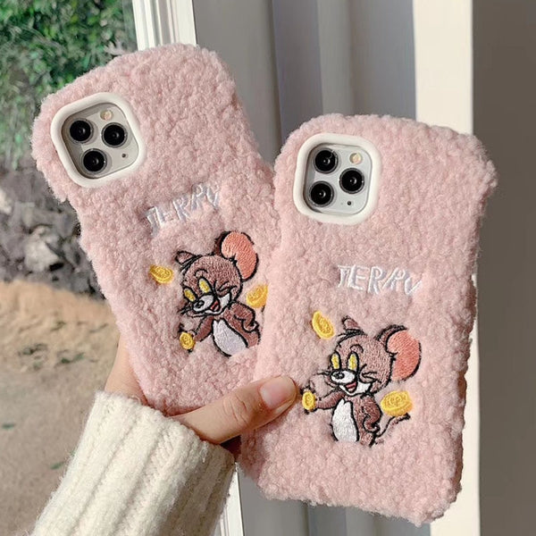 Winter Warm Cute Wool Plush Phone Case For iPhone 11 Pro eprolo