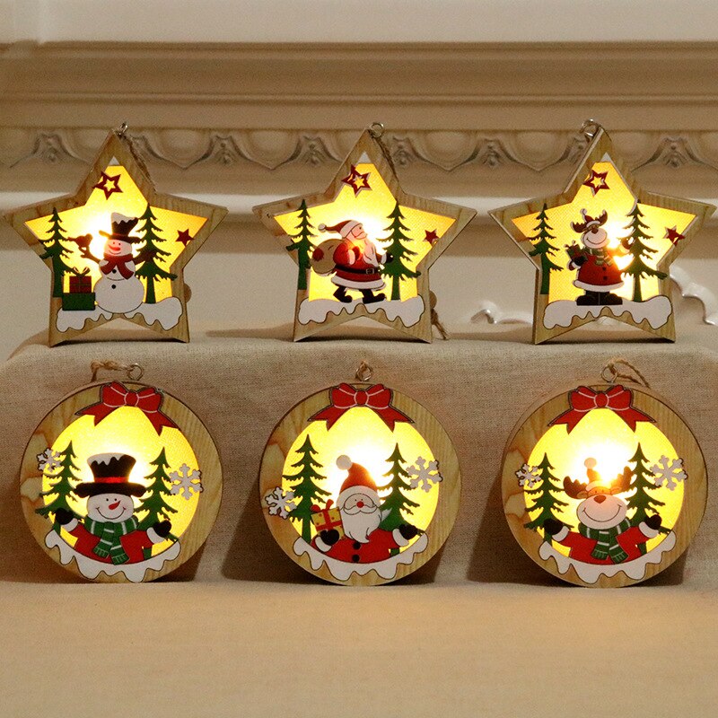 Christmas Decorations Wooden Luminous Pendants Christmas Tree Pendants - Emete Store