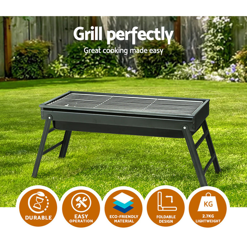 Grillz Charcoal BBQ Grill Smoker Portable Barbecue Outdoor Foldable Camping Emete store