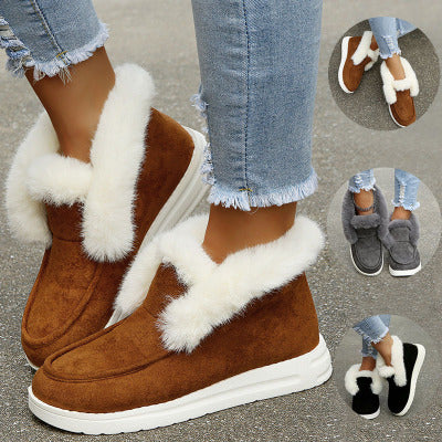 Autumn Winter Large Suede Warm keeping Cotton Shoes - Emete Store