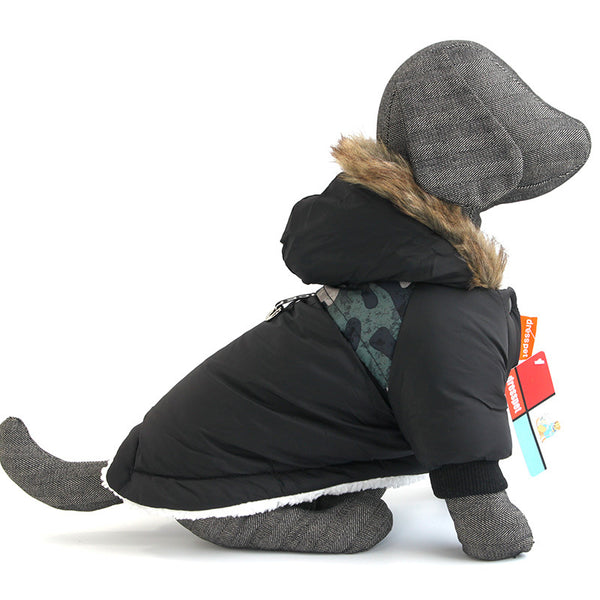 Pet Vest Hoodie Two-Legged Plush Jacket Warm Coat Coat Leash Clothes eprolo