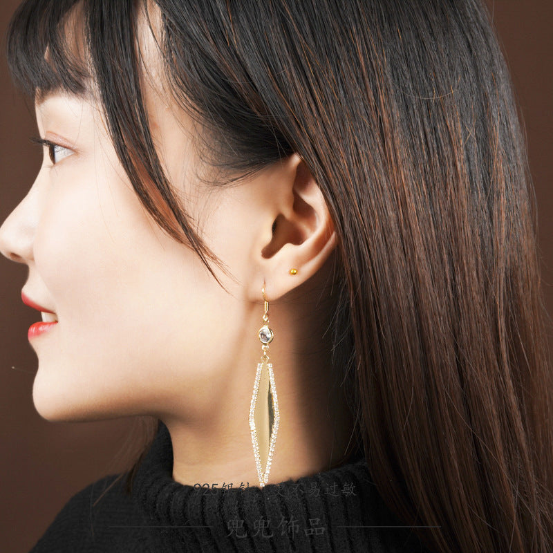 Silver Needle Tassel Geometric Earrings Simple Personality Temperament eprolo