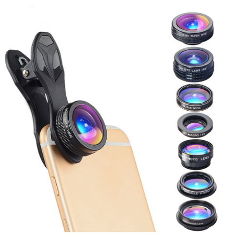 Phone Camera Lens 7 in 1 Kit Fish eye lens Wide Angle/macro Lens CPL - Emete Store