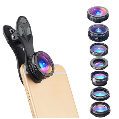 Phone Camera Lens 7 in 1 Kit Fish eye lens Wide Angle/macro Lens CPL eprolo