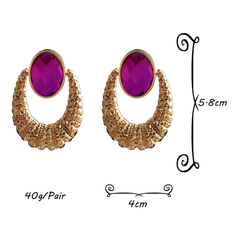 Earrings New Oval Alloy Crystal - Emete Store