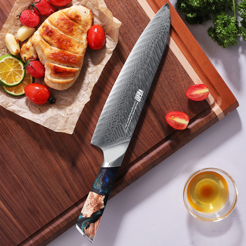 Damascus Chef's Knife Resin Handle Chef's Knife - Emete Store