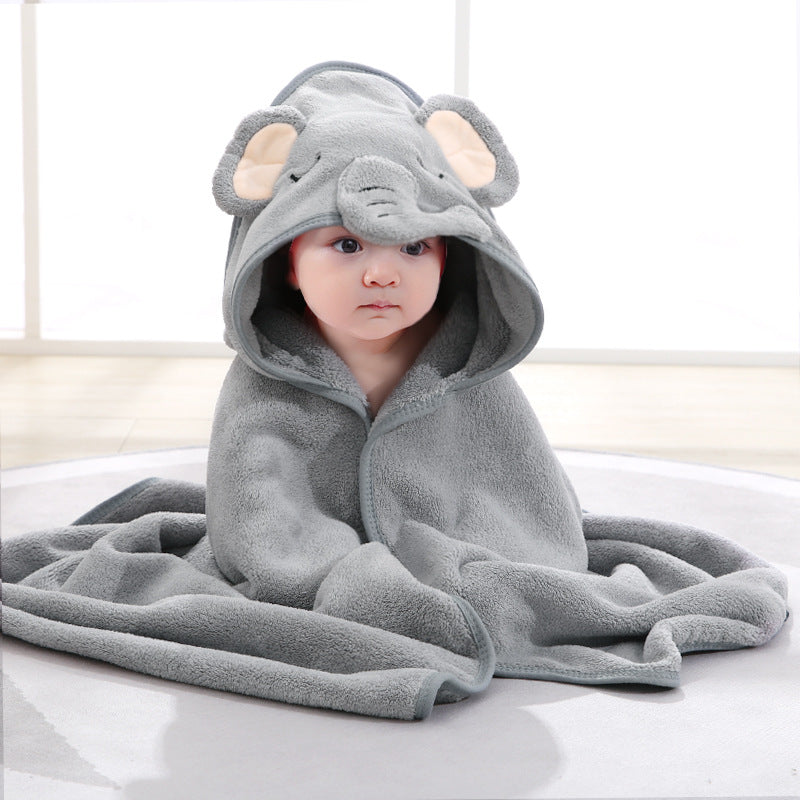 New Spring And Autumn Baby Swaddle Towel Cute Cartoon Hug Quilt Coral Fleece Hooded Bath Towel - Emete Store