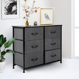 Storage Cabinet Tower Chest of Drawers Dresser Tallboy 6 Drawer Dark Grey - Emete Store