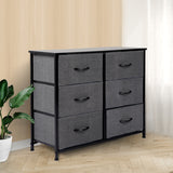 Storage Cabinet Tower Chest of Drawers Dresser Tallboy 6 Drawer Dark Grey - Emete Store