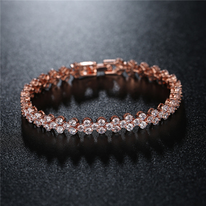 Roman Bracelet Copper Inlaid AAA Zircon Bracelet - Emete Store