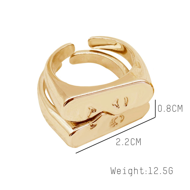 Unique Abstract Face Pair Ring Set - Emete Store