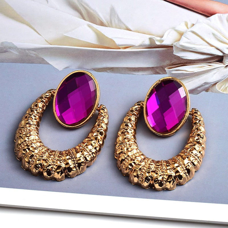 Earrings New Oval Alloy Crystal - Emete Store