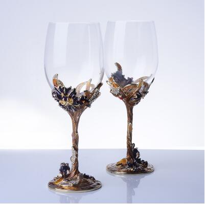 European Crystal Enamel Color Wine Champagne Goblet Creative High grade Wedding Gift Set - Emete Store