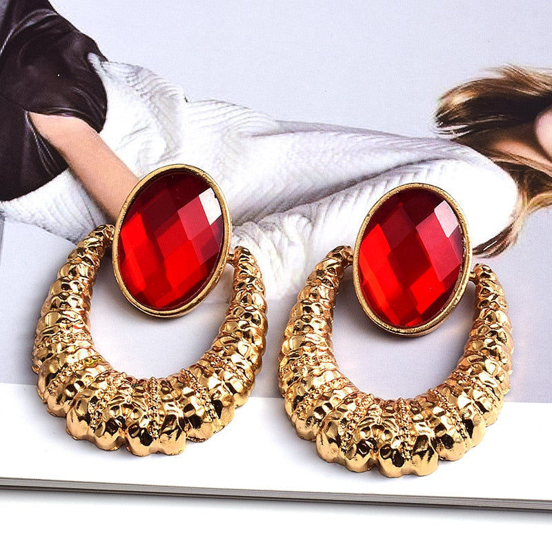 Earrings New Oval Alloy Crystal - Emete Store