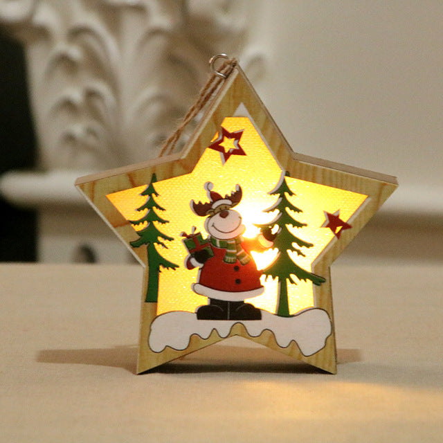 Christmas Decorations Wooden Luminous Pendants Christmas Tree Pendants - Emete Store