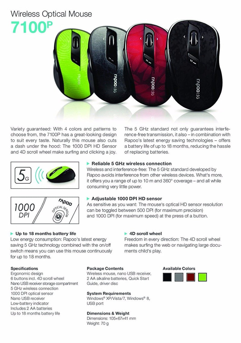 Wireless Optical Gaming Mouse with Adjust DPI 4D Scroll eprolo