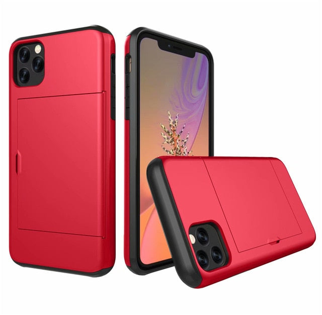 iPhone 11 Pro Max XS X XR Case Slide Armor Wallet Card Slots Holder Cover eprolo