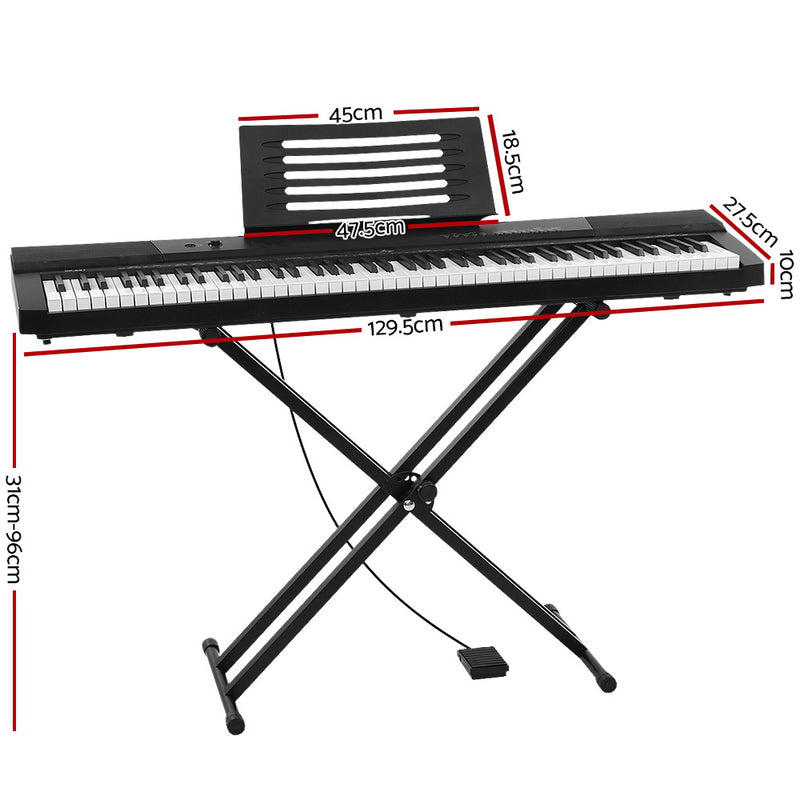 Electronic Piano Keyboard Digital Electric w/ Stand Sustain Pedal - Alpha 88 Keys - Emete Store