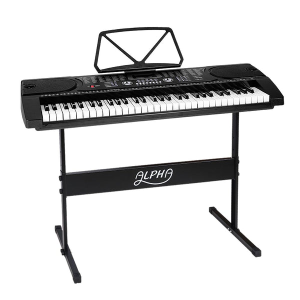 Electronic Piano Keyboard Digital Electric w/ Stand Beginner Black - Alpha 61 Keys