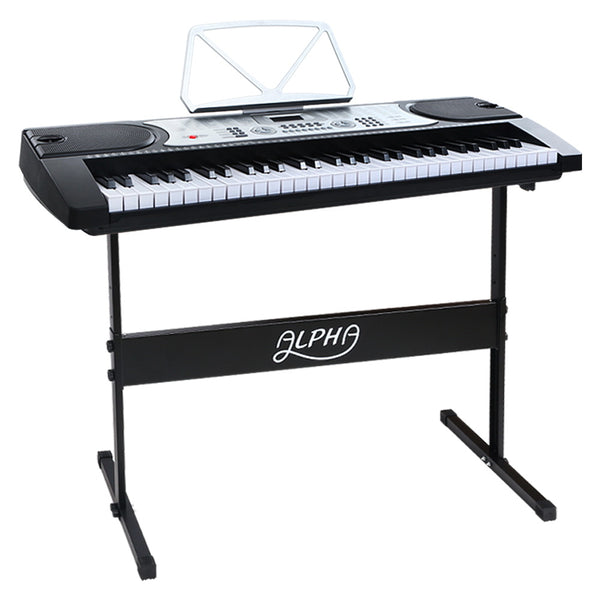 Electronic Piano Keyboard Digital Electric w/ Stand Beginner Silver - Alpha 61 Keys - Emete Store