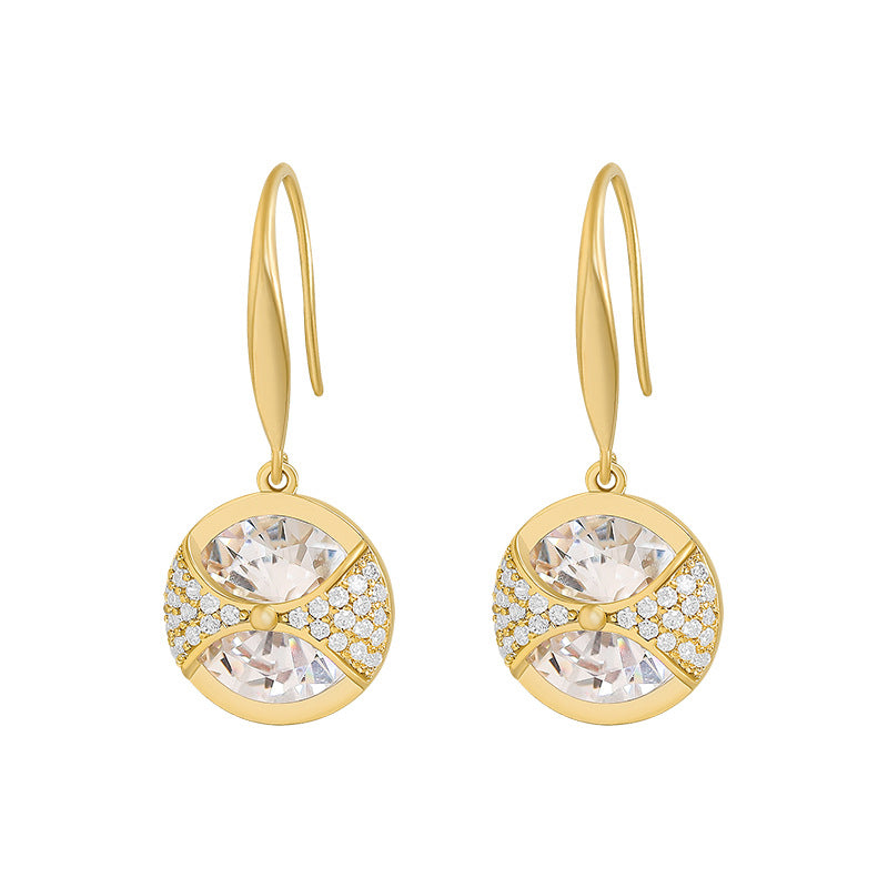 Round Large Diamond Earrings - Emete Store