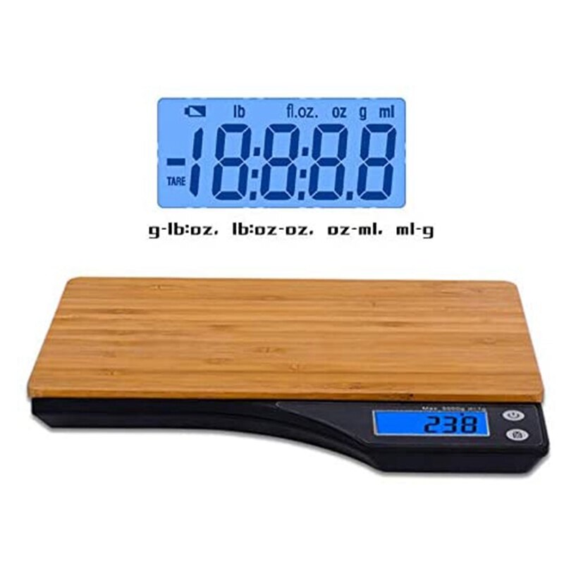 Digital Food Scale, Natural Bamboo Platform, Tare Function and Digital Kitchen Scale eprolo