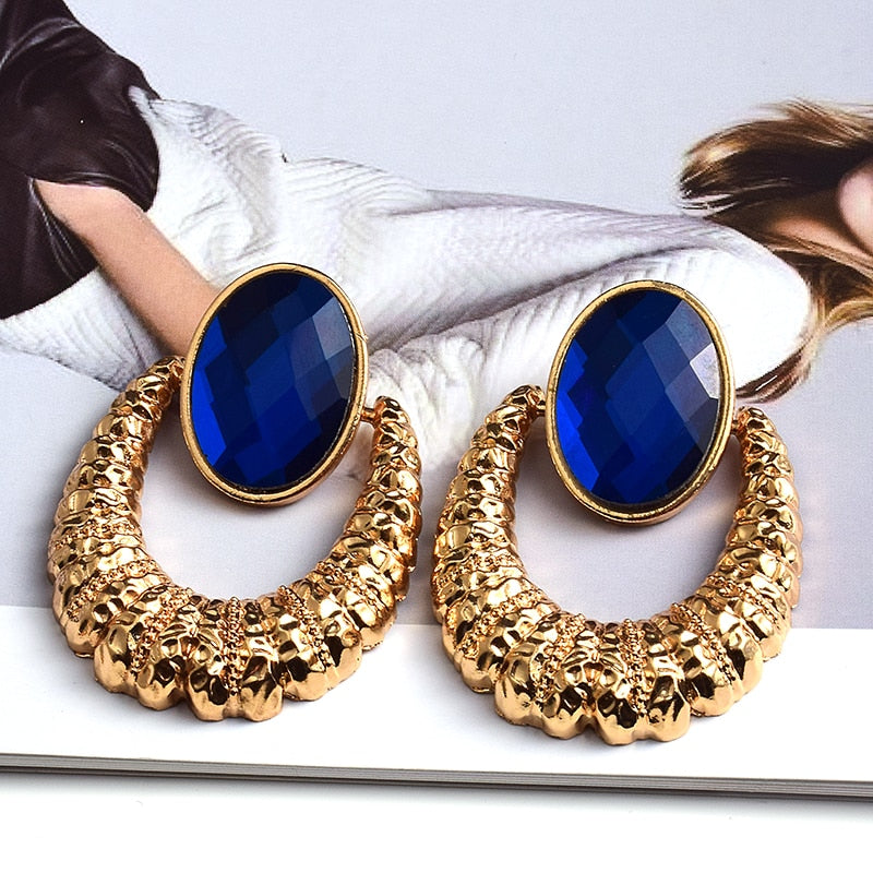 Earrings New Oval Alloy Crystal - Emete Store