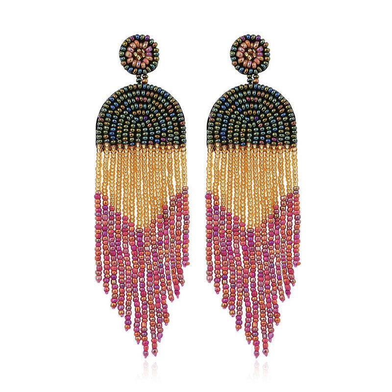 Rice Beads Tassels Earrings - Emete Store