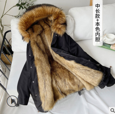Fur coat High Quality Fashion With Hooded  Outerwear eprolo