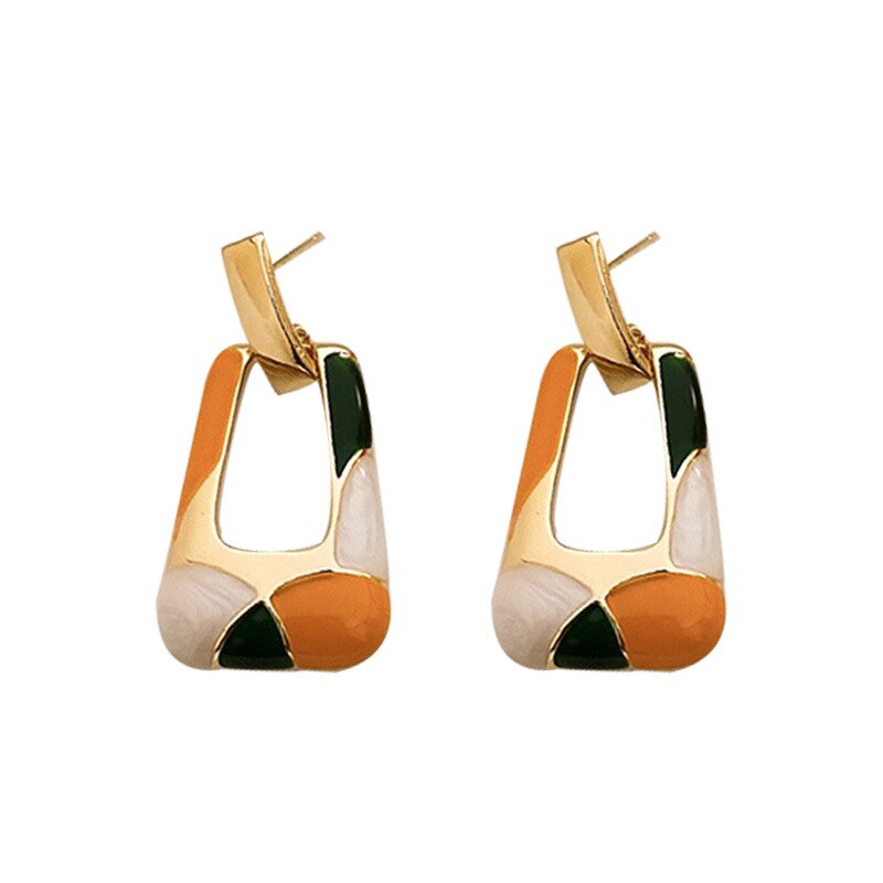 Minar Trapezoid Colorful Enamel Earring - Emete Store