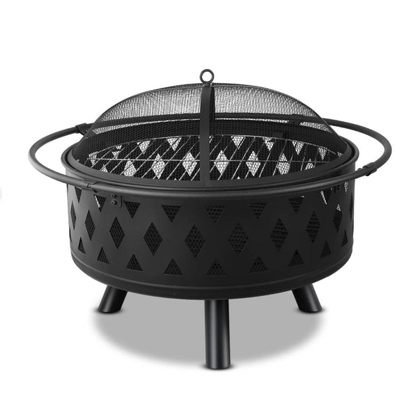 Fire Pit BBQ Charcoal Grill Ring Portable Outdoor Kitchen Fireplace 32" Emete store