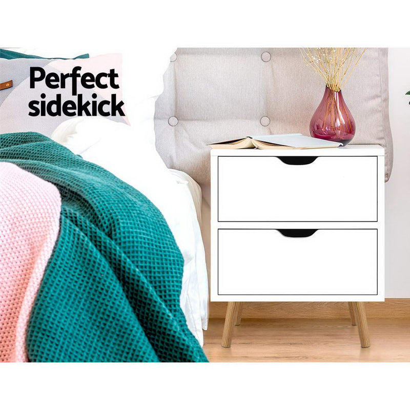 Artiss Bedside Tables Drawers Side Table Nightstand White Storage Cabinet Wood Emete store