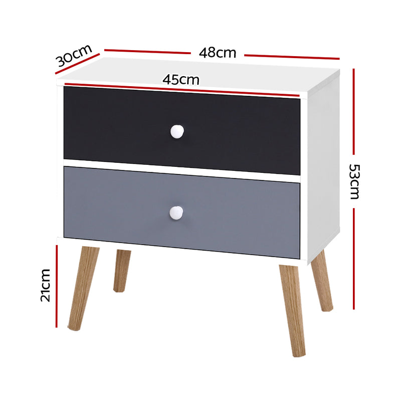 Artiss Bedside Tables Drawers Side Table Nightstand Lamp Side Storage Cabinet Emete store