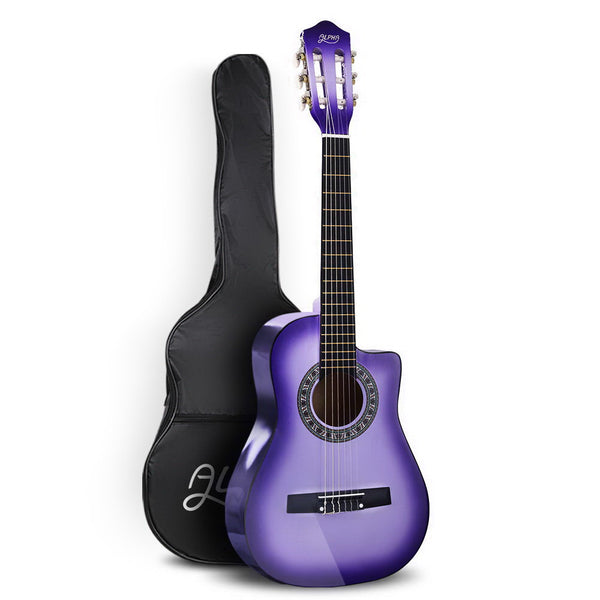 Classical Guitar Wooden Body Nylon String Beginner Kids Gift Purple - Alpha 34 Inch - Emete Store