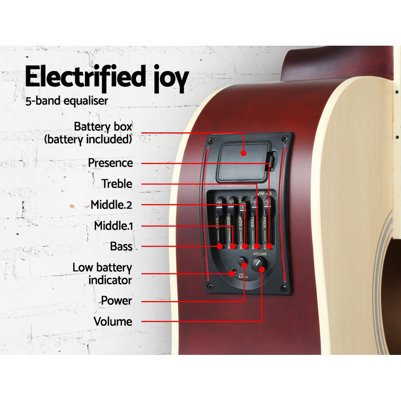 Acoustic Guitar Equaliser Electric Output Jack Cutaway Wood -Alpha 41 Inch