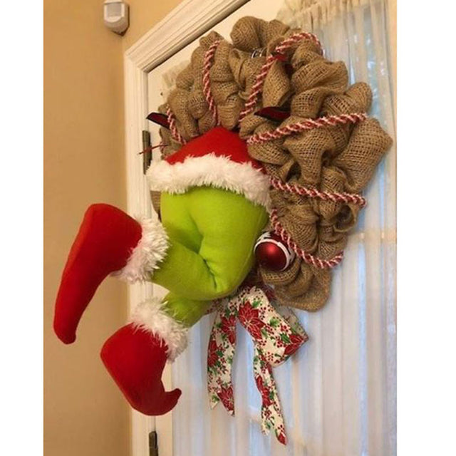 Santa Thief's Wreath Christmas Burlap Wreath Christmas Decorations - Emete Store