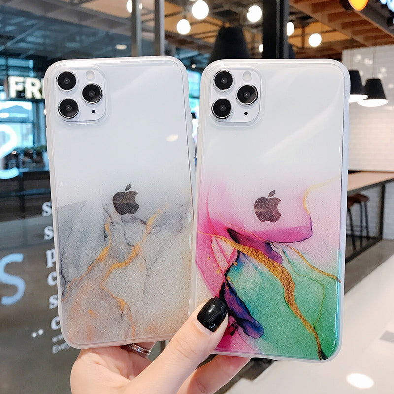 Vintage Colorful Marble Phone Case For iPhone 12 11 Pro Max eprolo