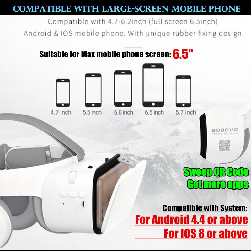 BOBO VR Z6 Bluetooth 3D Glasses Virtual Reality Box Google Cardboard Stereo Mic Headset Helmet eprolo