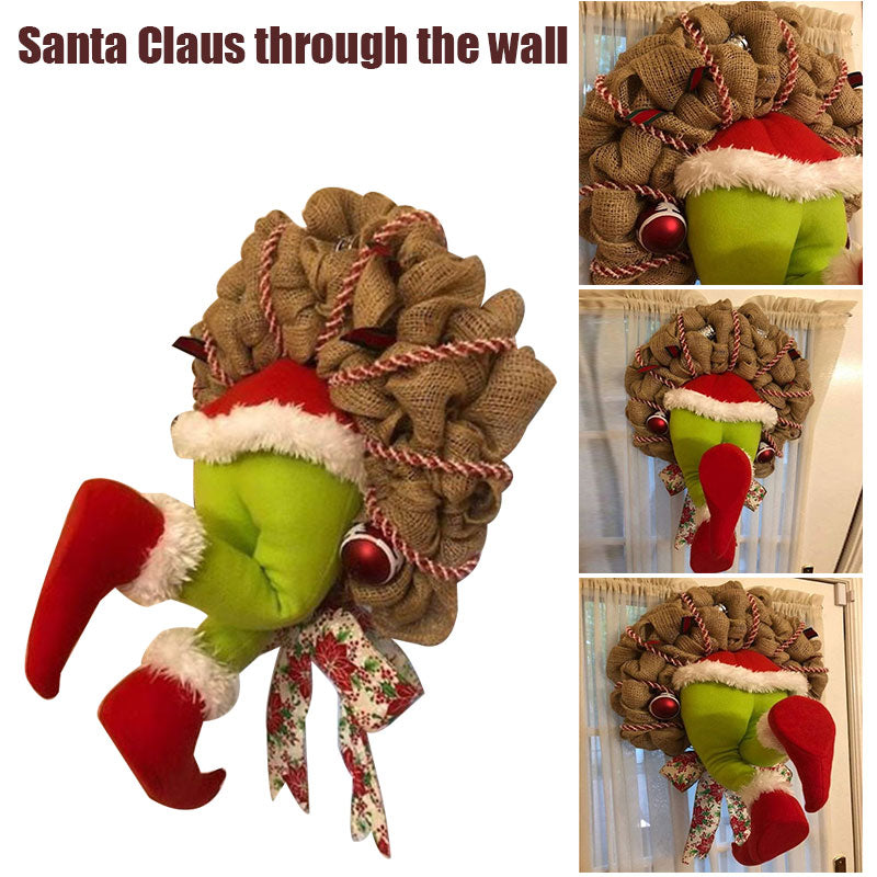 Santa Thief's Wreath Christmas Burlap Wreath Christmas Decorations - Emete Store