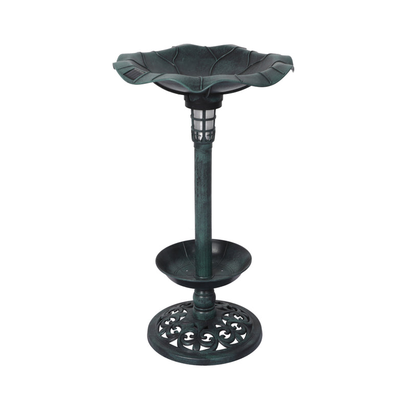 PaWz Bird Bath Feeder Feeding Food Station Ornamental Solar Light Outdoor Garden - Emete Store