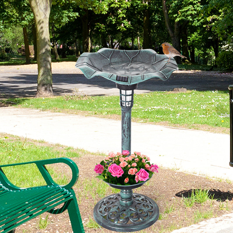 PaWz Bird Bath Feeder Feeding Food Station Ornamental Solar Light Outdoor Garden Emete store
