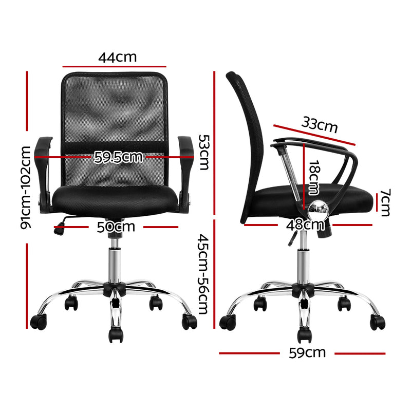 Artiss Office Chair Gaming Chair Computer Mesh Chairs Executive Mid Back Black - Emete Store