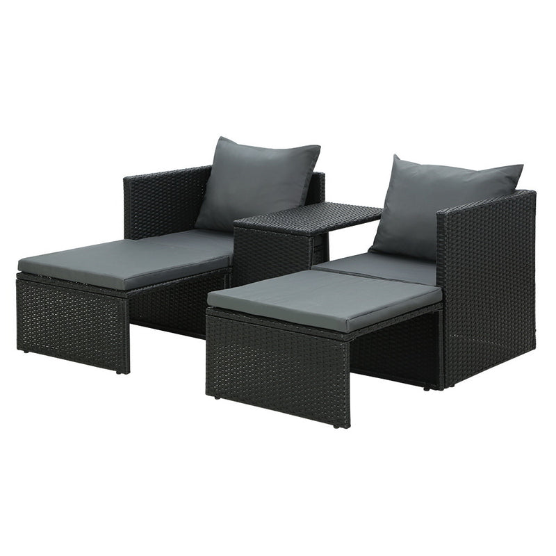 Sun Lounge Wicker Lounger Patio Furniture Outdoor Setting Day Bed Garden
